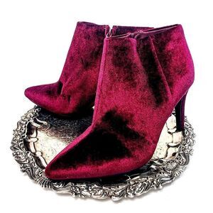 Old Navy Burgundy Wine Red Velvet Ankle Boots Sz 8